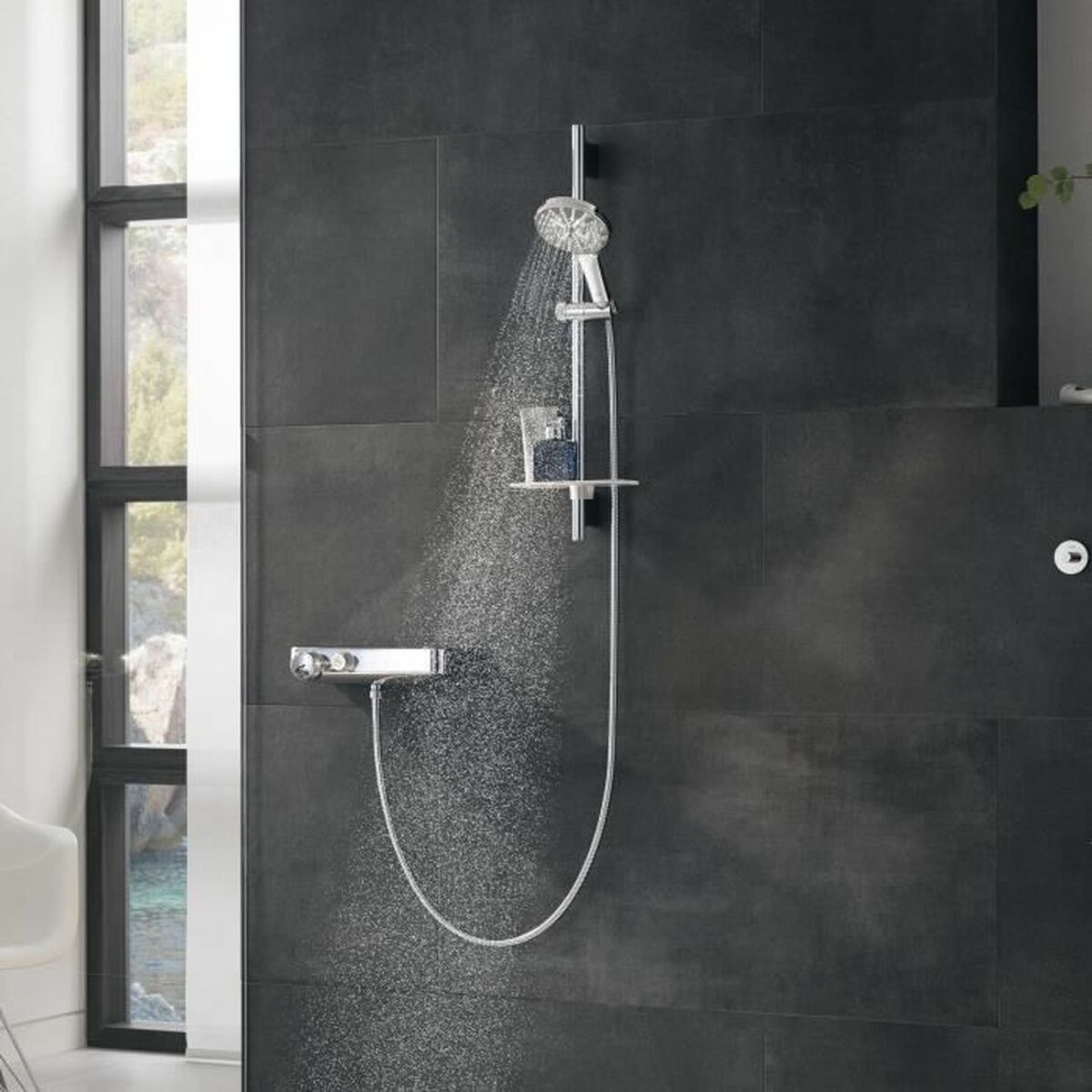 Shower Rose Grohe Grey Chrome Metal-1