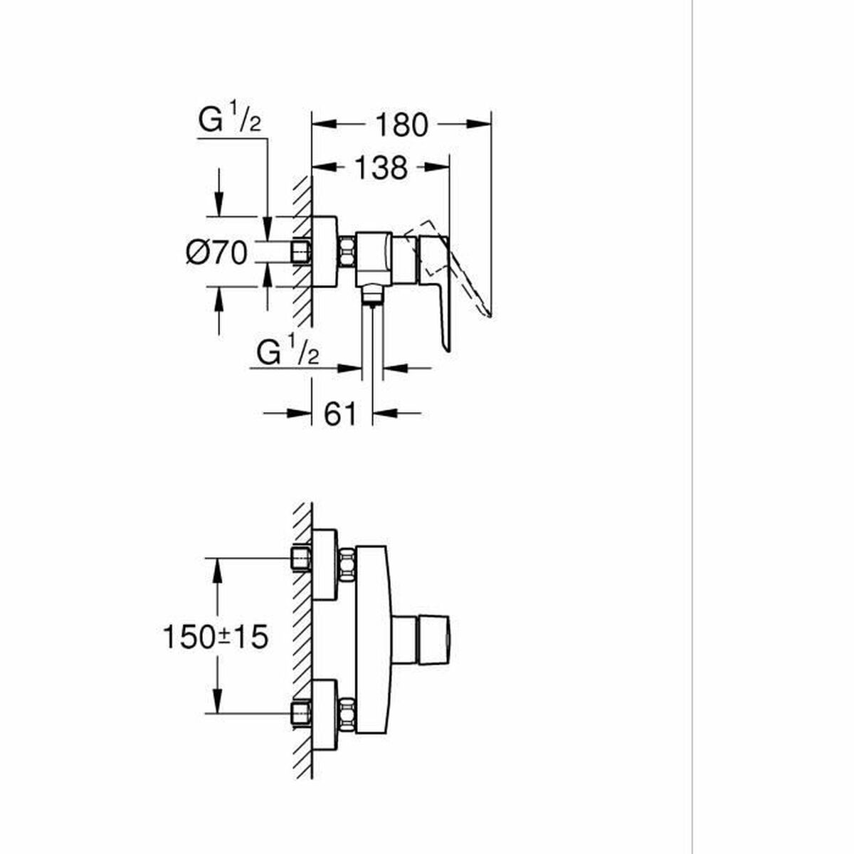 Tap mixer for shower Grohe Start Matte back Metal Brass-1
