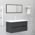 NNEVL Bathroom Furniture Set Grey Chipboard-0