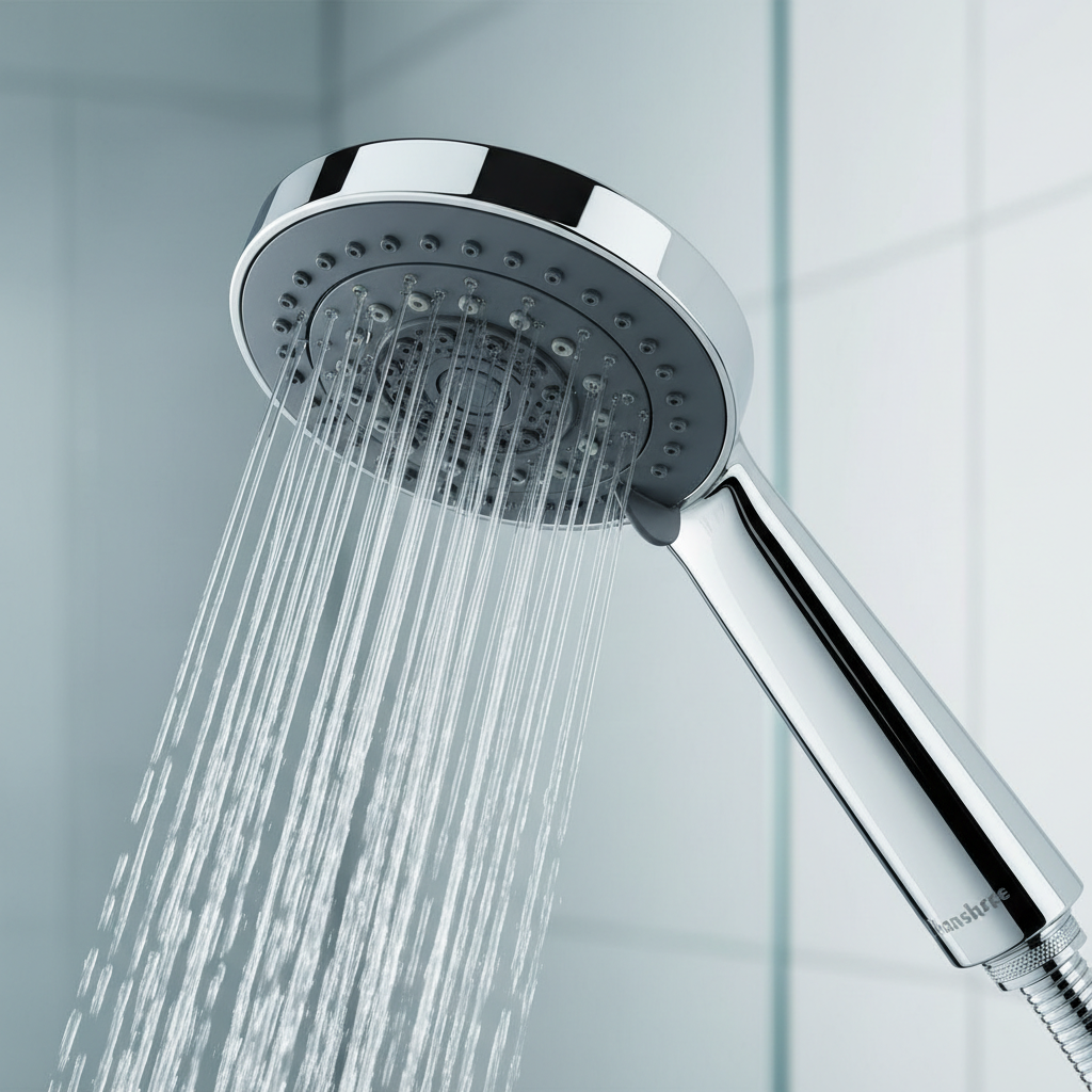 Dettaglio soffione doccia Hansgrohe Croma 100 cromato