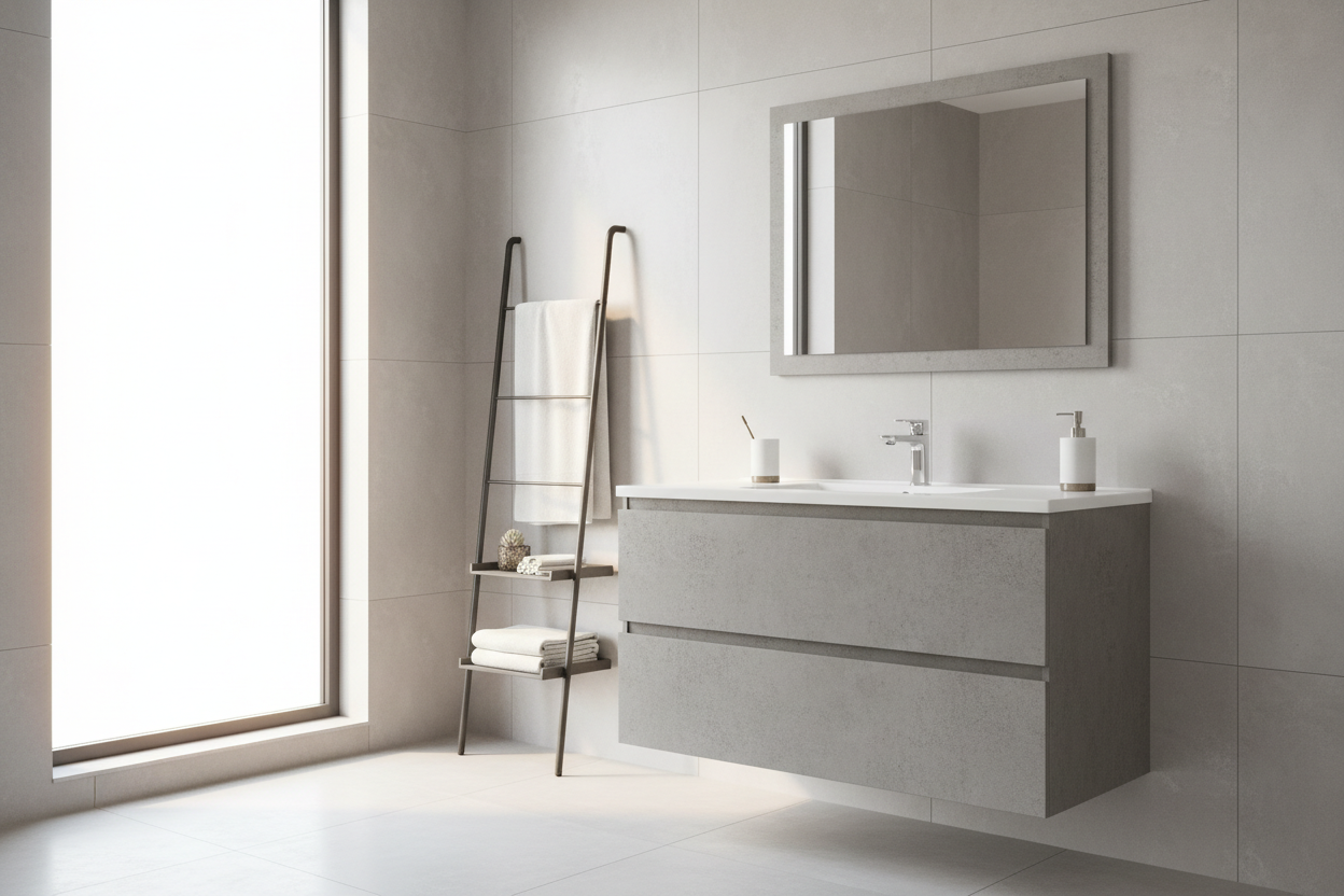 Set mobile bagno installato in bagno moderno